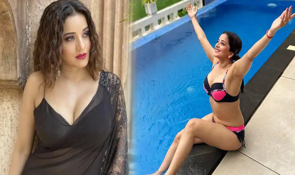 trending Bhojpuri heroine Monalisa bold photos in printed bikini viral in social media