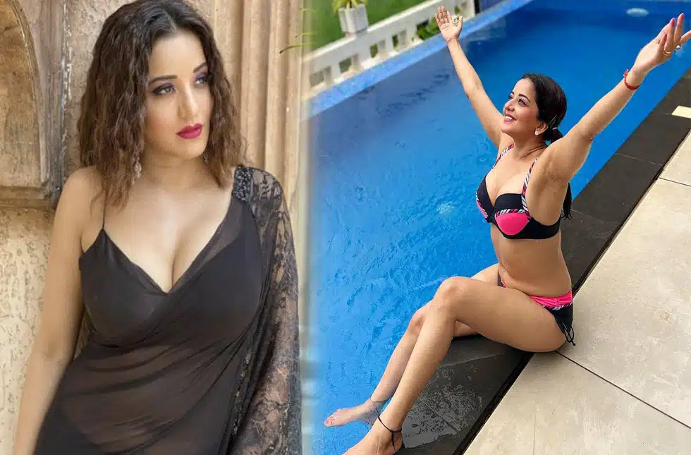 trending Bhojpuri heroine Monalisa bold photos in printed bikini viral in social media