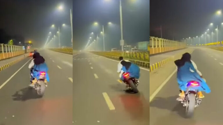 जिंदगी में कभी बाइक पर नहीं बैठेगी यह लड़की, Video देख हंसते-हंसते फूल जाएगा पेट viral video 3