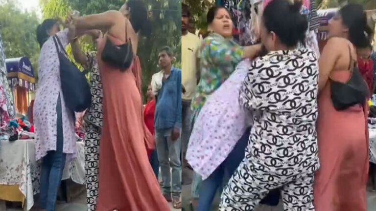 दिल्ली की सरोजिनी मार्केट में औरतों में जमकर पटकिम-पटका, Video वायरल delhi viral video
