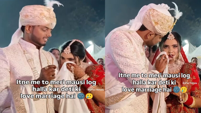 दुल्हन ने सबके सामने दूल्हे की शॉल में पोंछा पसीना, यूजर्स बोले- इतने में तो मौसी-बुआ…. dulha dulhan video 2