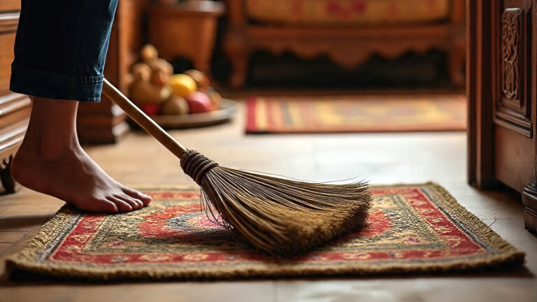 jhadu par pair lagna