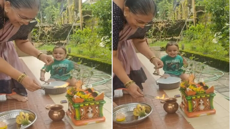 Video: दादी कर रही थी पूजा, मासूम पोते की हरकत ने इंटरनेट पर मचा दिया हंगामा dadi pota video