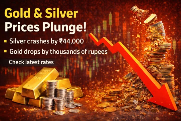 एक झटके में गिर गए सोना-चांदी के दाम! खुलते ही 44 हजार टूट गई चांदी, सोना भी हजारों रुपये सस्ता, पढ़ें ताजे रेट गिर गए सोना-चांदी के दाम