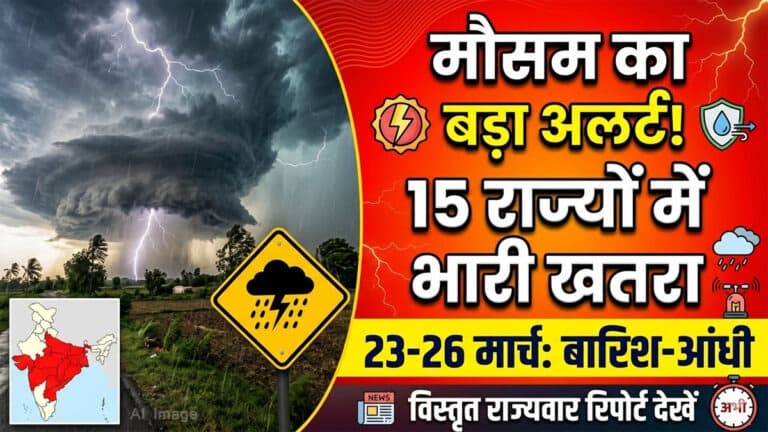 Aaj Ka Mausam: देश में मौसम का बड़ा अलर्ट! 15 राज्यों में 23-26 मार्च तक बारिश-आंधी का खतरा aaj ka mausam 23 march.jpg