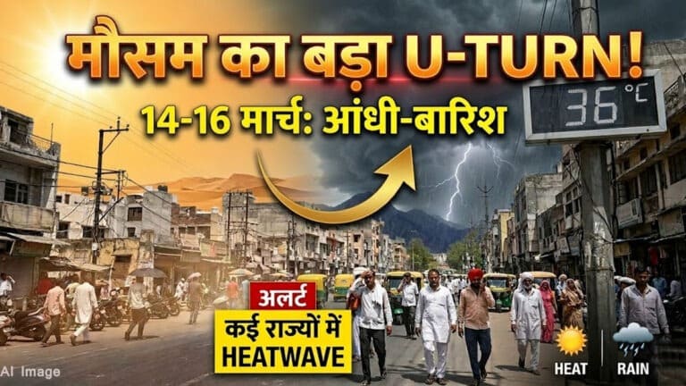 Aaj Ka Mausam: मौसम का बड़ा U-टर्न! 14-16 मार्च के बीच आंधी-बारिश, कई राज्यों में Heatwave अलर्ट aaj ka mausam update.jpg