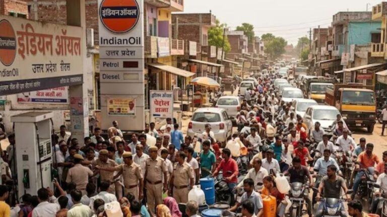 मिडिल ईस्ट तनाव की अफवाह से यूपी में मचा हड़कंप! पेट्रोल पंपों पर गैलन-ड्रम लेकर उमड़ी भीड़, कई जगह मारपीट petrol pumps