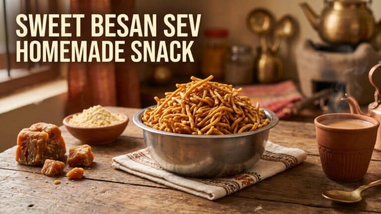 बाजार जैसे मीठे सेव अब घर पर बनेंगे! बेसन और गुड़ से तैयार करें कुरकुरा देसी नाश्ता गुड़ बेसन सेव