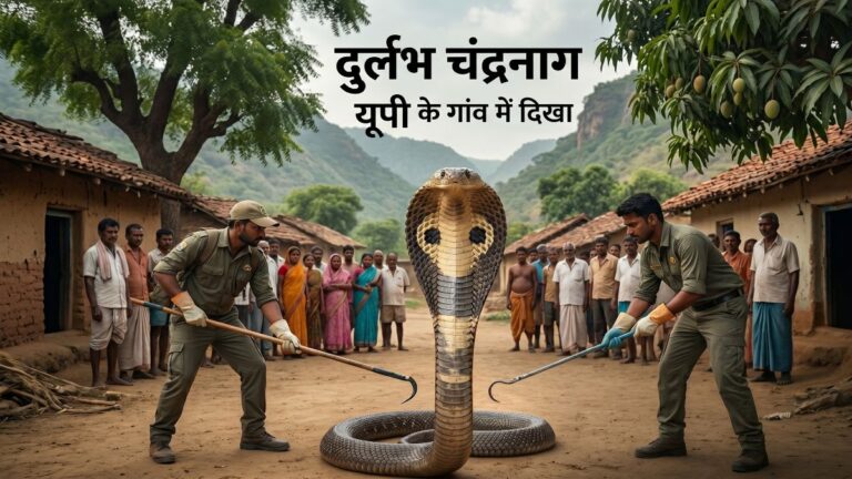 फन पर चांद जैसा निशान… UP के गांव में दिखा दुर्लभ ‘चंद्रनाग’, लोग देखने उमड़ पड़े चंद्रनाग सांप