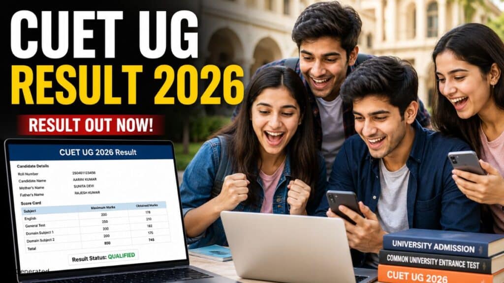 CUET UG 2026 Result घोषित. 15.68 लाख से अधिक छात्रों का इंतजार खत्म CUET UG Result 2026