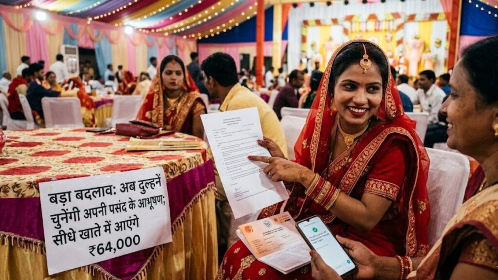 यूपी सामूहिक विवाह योजना में बड़ा बदलाव, अब विभाग नहीं, दुल्हनें खुद चुनेंगी अपनी पसंद के आभूषण, खाते में आएंगे 64,000 रुपये Chief Minister Mass Marriage Scheme