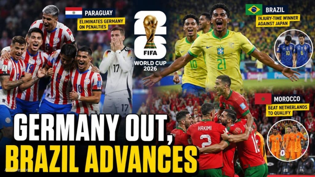 FIFA World Cup 2026: जर्मनी बाहर, पराग्वे, मोरक्को और ब्राजील ने बनाई Round of 16 में जगह FIFA World Cup 2026