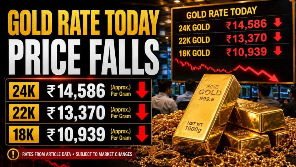 Gold Rate Today. सोने की कीमतों में गिरावट, जानिए 18, 22 और 24 कैरेट गोल्ड के ताजा भाव Gold rate today