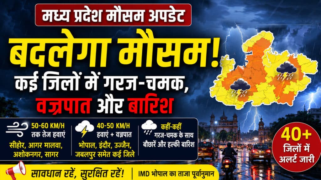 MP Weather Update: 20 जून 2026 को कई जिलों में गरज-चमक, वज्रपात और तेज हवाओं की संभावना MP Weather Update 20 June 2026