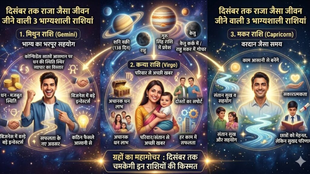 राजा जैसी होगी जिंदगी! शनि, गुरु, राहु-केतु के गोचर से इन 3 राशियों के खुलेंगे भाग्य के द्वार Shani Gochar 2026