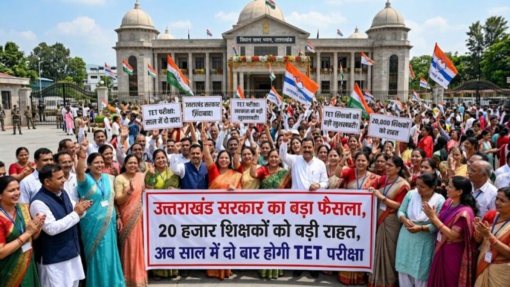उत्तराखंड सरकार का बड़ा फैसला, 20 हजार शिक्षकों को बड़ी राहत, अब साल में दो बार होगी TET परीक्षा उत्तराखंड TET 2026 से जुड़े नए नियमों की घोषणा करते शिक्षा विभाग के अधिकारी