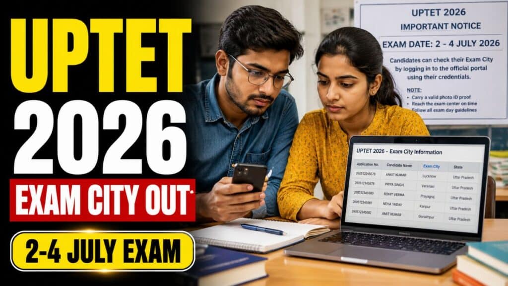 UPTET 2026 Exam City Information जारी, 2 से 4 जुलाई तक 955 केंद्रों पर होगी परीक्षा; 30 जून को आएगा एडमिट कार्ड UPTET 2026 Exam