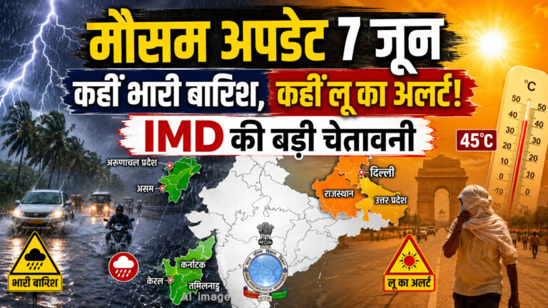 Weather Update 7 June: मानसून ने पकड़ी रफ्तार, कई राज्यों में भारी बारिश का अलर्ट, उत्तर भारत में बढ़ेगी गर्मी Weather Update 7 June