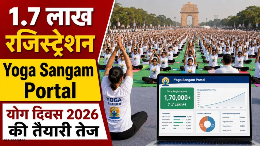 Yoga Sangam Portal पर 1.7 लाख से ज्यादा रजिस्ट्रेशन. अंतरराष्ट्रीय योग दिवस 2026 को लेकर बढ़ा उत्साह Yoga Sangam Portal