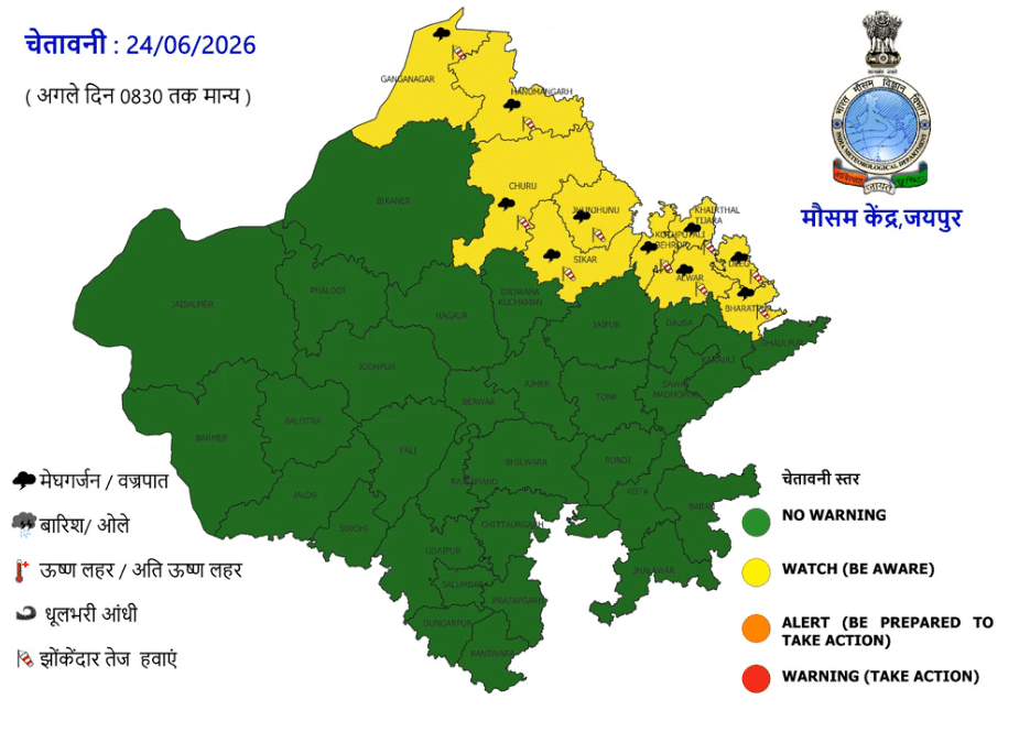 Rajasthan Weather Update: 21 जून से राजस्थान के कई जिलों में तेज आंधी और बारिश का अलर्ट, 24 जून तक ऐसा रहेगा मौसम 5 image 21