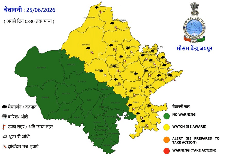 Rajasthan Weather Update: राजस्थान में फिर सक्रिय हुआ मौसम सिस्टम, 24 से 27 जून तक इन जिलों में सतर्क रहने की सलाह 2 image 31