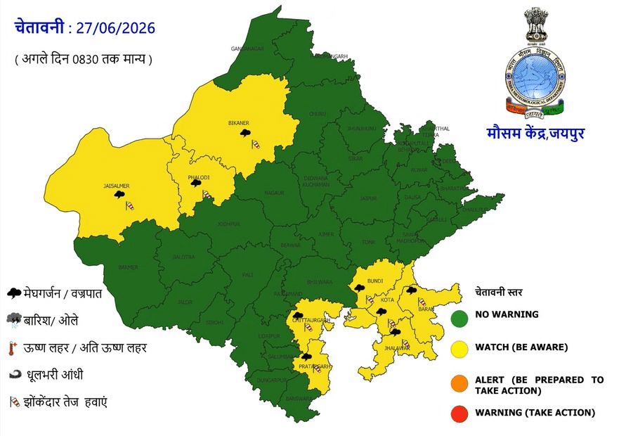 Rajasthan Weather Update: राजस्थान में फिर सक्रिय हुआ मौसम सिस्टम, 24 से 27 जून तक इन जिलों में सतर्क रहने की सलाह 4 image 33