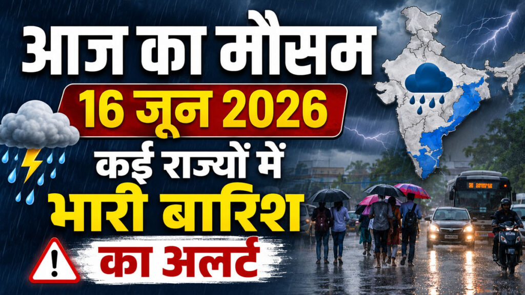Weather Update 16-17 June 2026: मानसून ने बढ़ाई रफ्तार, कई राज्यों में भारी बारिश का अलर्ट, कहीं लू तो कहीं तेज आंधी का खतरा imd weather update 16 june 2026