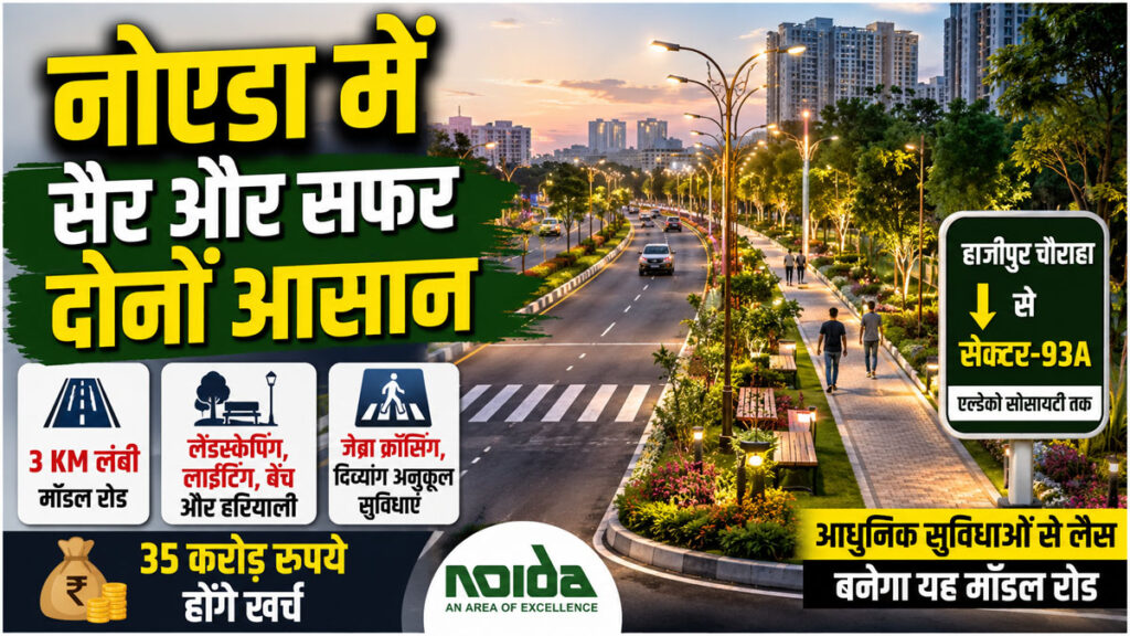 नोएडा में हाजीपुर से सेक्टर-93A तक बनेगा 3 किलोमीटर लंबा मॉडल रोड, 35 करोड़ रुपये होंगे खर्च Hajipur Chowk Road Project