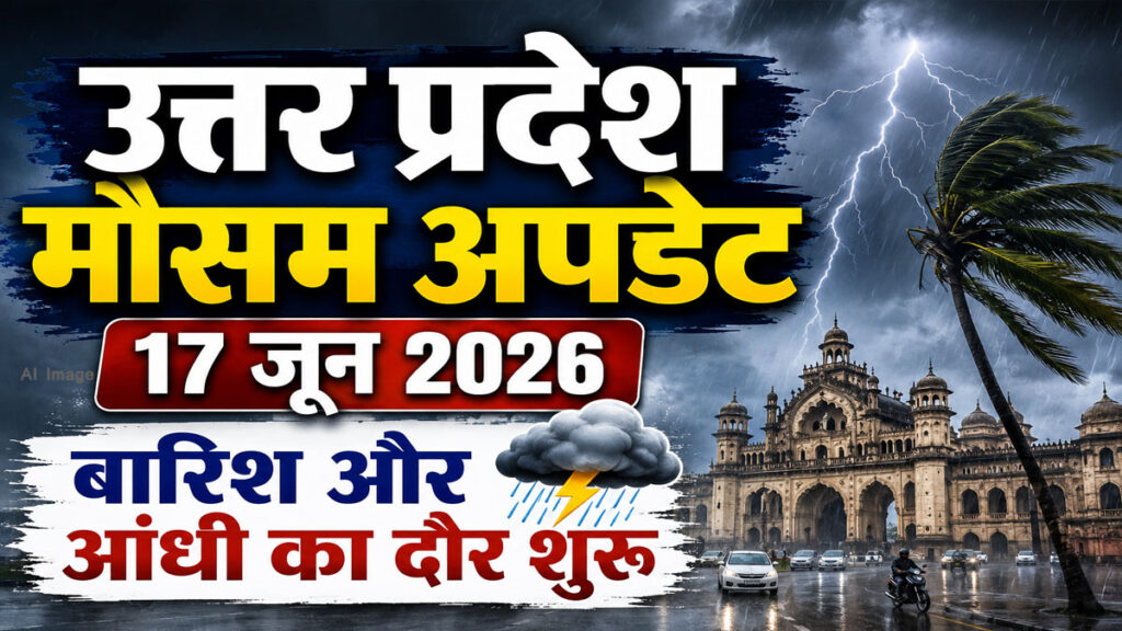 UP Weather Update: 17 जून से कई जिलों में बारिश और गरज-चमक की संभावना, पश्चिमी यूपी में गर्मी और लू का असर भी रहेगा UP Weather Update 17 June 2026