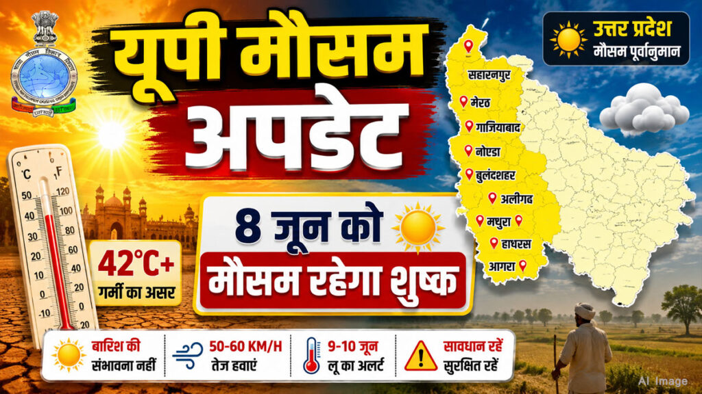 UP Weather Update 8 June: यूपी वालों के लिए जरूरी खबर, 8 जून का मौसम कैसा रहेगा? IMD ने साफ किया पूरा हाल Uttar Pradesh Weather Update