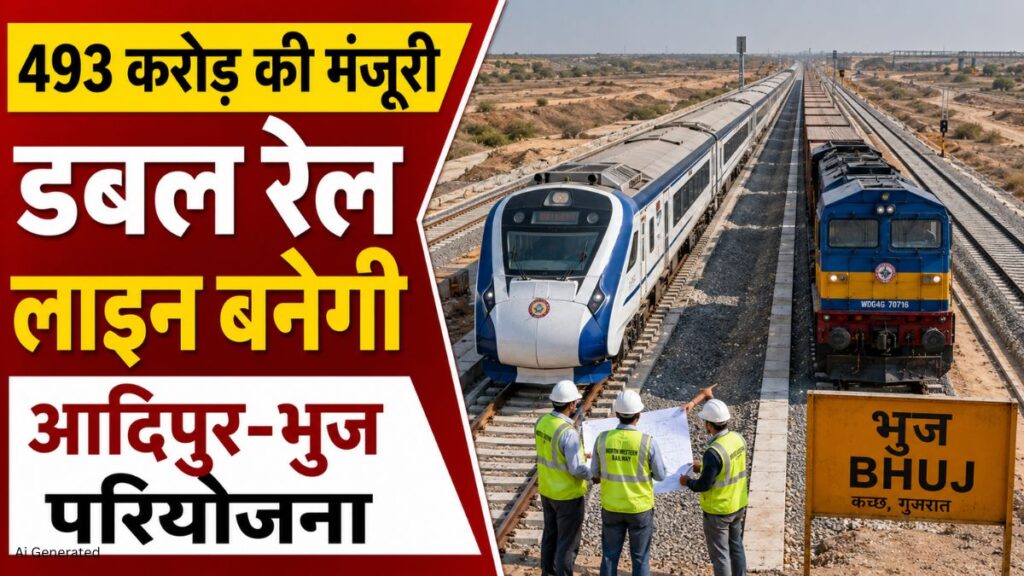 गुजरात को रेलवे का बड़ा तोहफा. 493 करोड़ रुपये से बनेगी आदिपुर-भुज डबल रेल लाइन आदिपुर भुज परियोजना