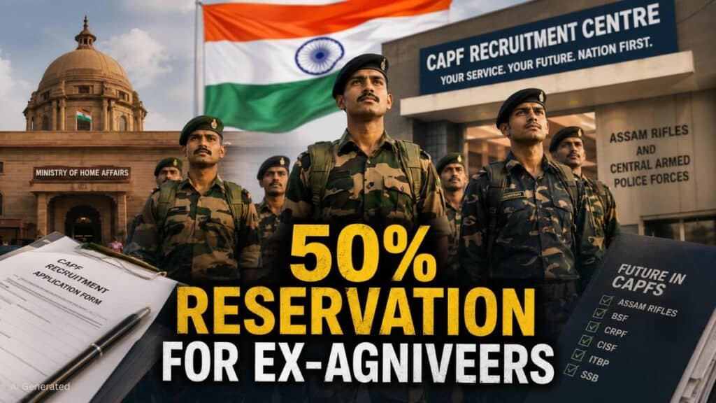 पूर्व अग्निवीरों के लिए CAPF और असम राइफल्स भर्ती में 50% आरक्षण. लोकसभा में सरकार ने दी जानकारी 50% RESERVATION FOR EX-AGNIVEERS