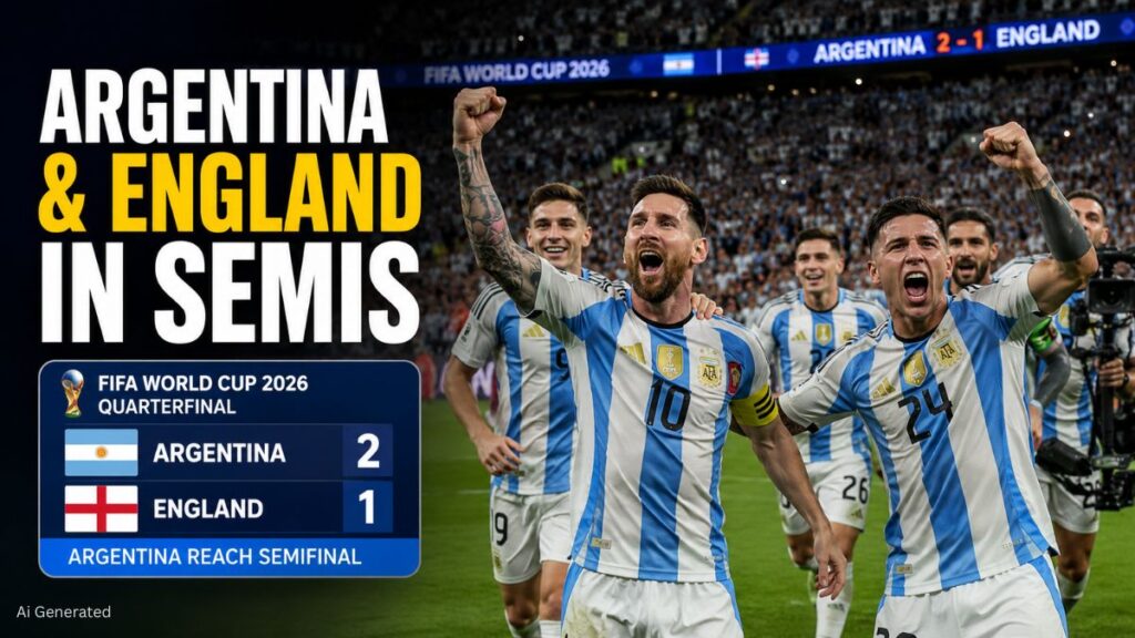 FIFA World Cup 2026: अर्जेंटीना और इंग्लैंड सेमीफाइनल में, अब स्पेन और फ्रांस से होगी टक्कर ARGENTINA & ENGLAND IN SEMIS