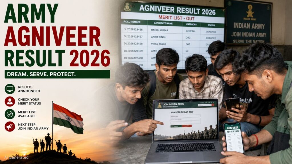 Army Agniveer Result 2026 जारी, ARO वाइज मेरिट लिस्ट डाउनलोड करें और ऐसे चेक करें अपना रिजल्ट ARMY AGNIVEER RESULT 2026