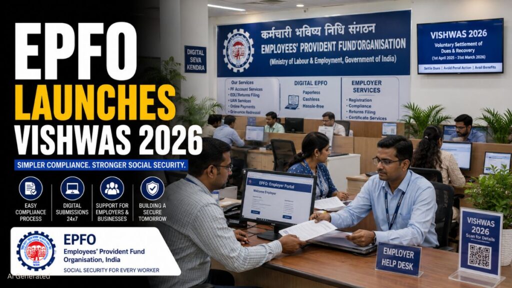 EPFO ने लॉन्च की VISHWAS 2026 योजना, पेनाल्टी और डैमेज विवादों के समाधान का मिलेगा एकमुश्त अवसर EPFO LAUNCHES VISHWAS 2026