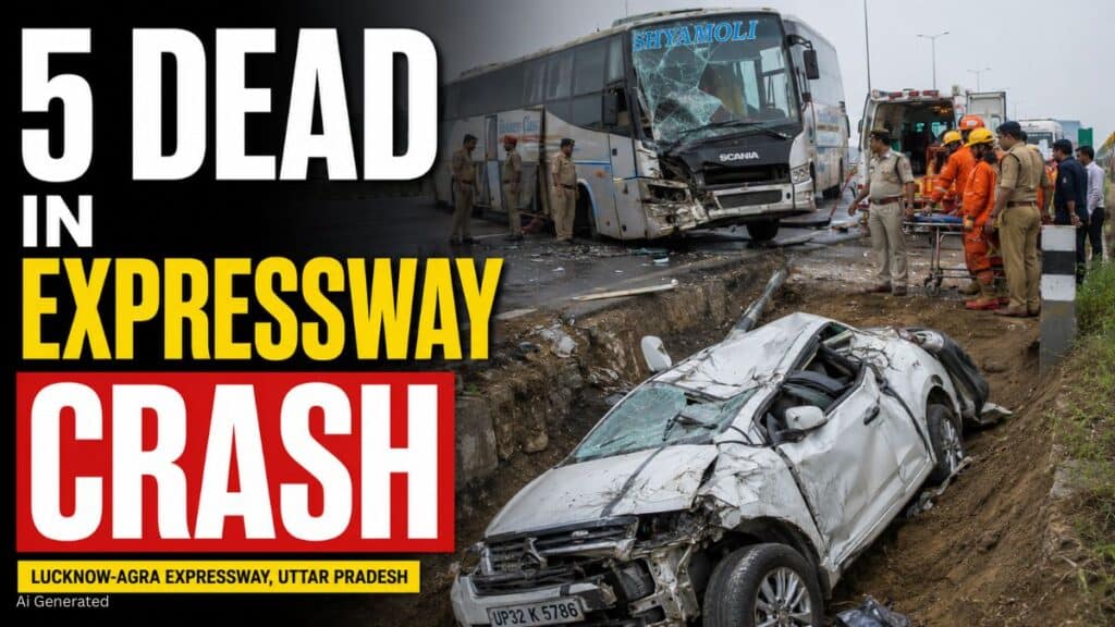 Unnao Accident: लखनऊ-आगरा एक्सप्रेसवे पर दर्दनाक हादसा, बस से टकराकर खाई में गिरी कार, 5 लोगों की मौत EXPRESSWAY CRASH