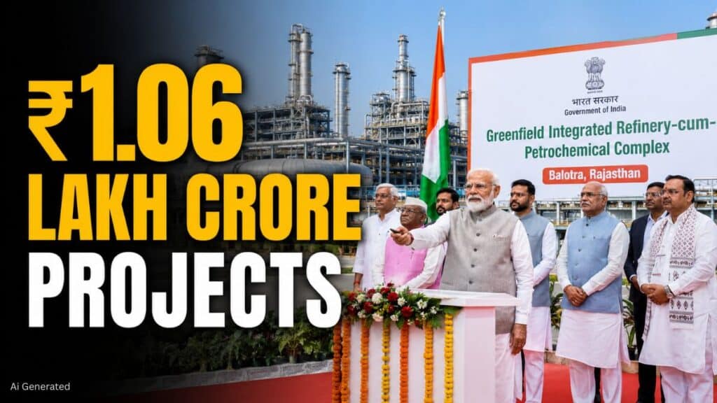 पीएम मोदी ने राजस्थान को दी ₹1.06 लाख करोड़ की विकास परियोजनाओं की सौगात, देश की पहली ग्रीनफील्ड रिफाइनरी राष्ट्र को समर्पित Govt Project परियोजना