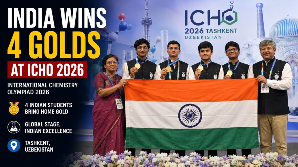 IChO 2026 में भारत ने रचा इतिहास, चारों छात्रों ने जीते गोल्ड मेडल, दुनिया में संयुक्त रूप से पहले स्थान पर रहा देश INDIA WINS 4 GOLDS AT ICHO 2026