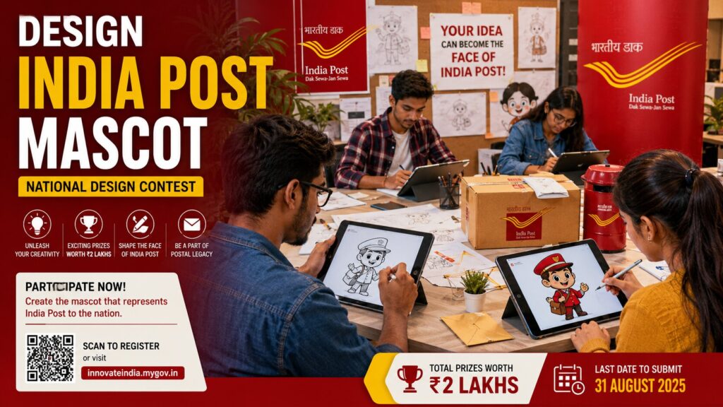 India Post Mascot Design Contest 2026 शुरू, ₹2 लाख के पुरस्कार जीतने का मौका, जानें कैसे करें आवेदन India Post Mascot Design Contest 2026