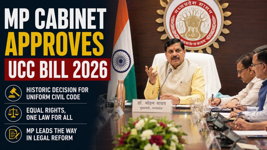 मध्य प्रदेश में UCC लागू करने की दिशा में बड़ा कदम, कैबिनेट ने UCC विधेयक 2026 को दी मंजूरी MP CABINET APPROVES UCC BILL 2026