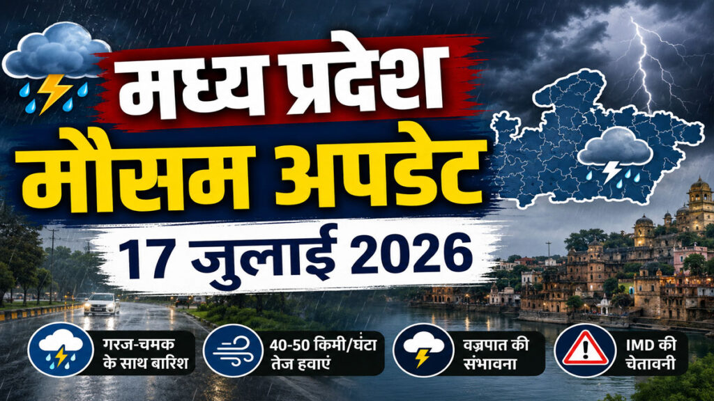 MP Weather Update: मध्य प्रदेश में मौसम बदला, इन जिलों में गरज, बारिश और वज्रपात का अलर्ट MP Weather Update 17 July 2026