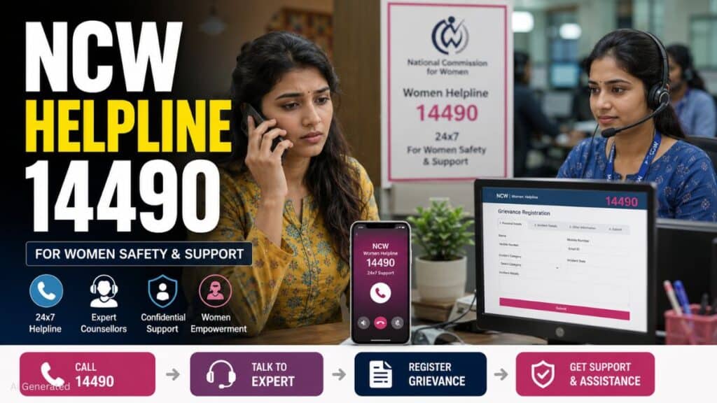 NCW महिला हेल्पलाइन 14490 क्या है? महिलाओं की शिकायत और सहायता के लिए 24×7 मुफ्त सेवा NCW Women Helpline 14490
