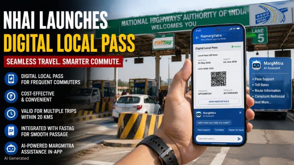 NHAI ने RajmargYatra App को बनाया और स्मार्ट, लॉन्च किए Digital Local Pass और AI आधारित MargMitra Help Centre NHAI LAUNCHES DIGITAL LOCAL PASS