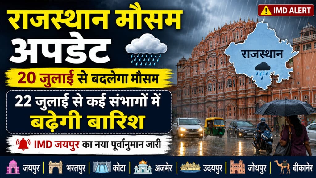 Rajasthan Weather Update: राजस्थान में जल्द बदलेगा मौसम, इन संभागों में बढ़ेगी बारिश, पढ़ें IMD अपडेट Rajasthan Weather Update 20 July 2026