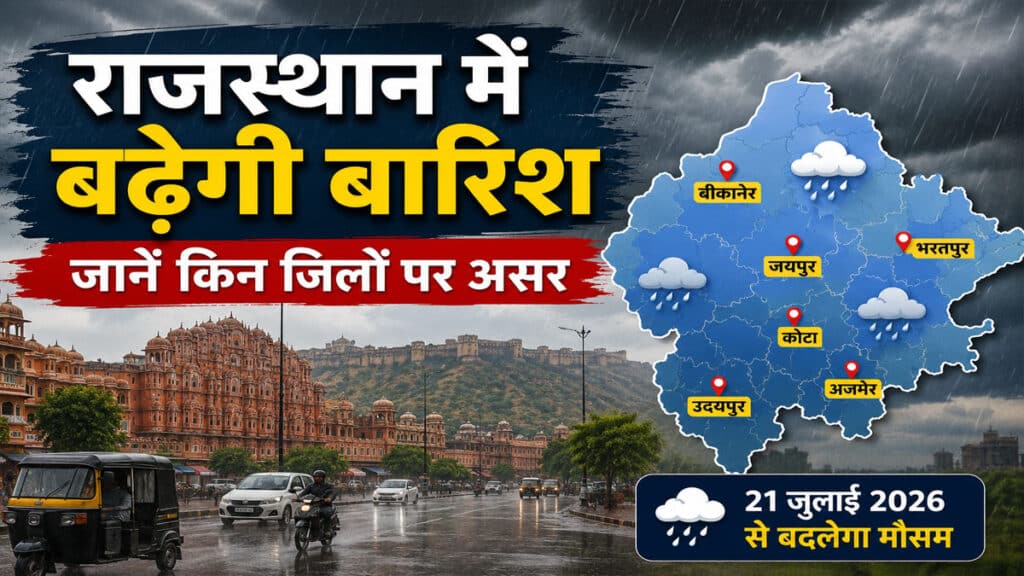 Rajasthan Weather Update: राजस्थान में मानसून की दमदार वापसी, आज इन जिलों में भारी बारिश का अलर्ट Rajasthan Weather Update 21 July 2026