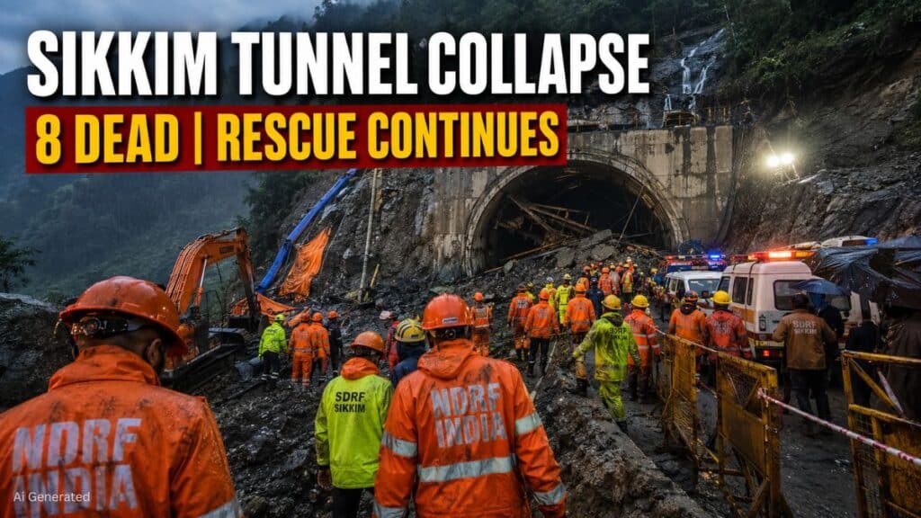 सिक्किम सुरंग हादसे में 8 लोगों की मौत, कई मजदूर अब भी फंसे Sikkim Tunnel Collapse