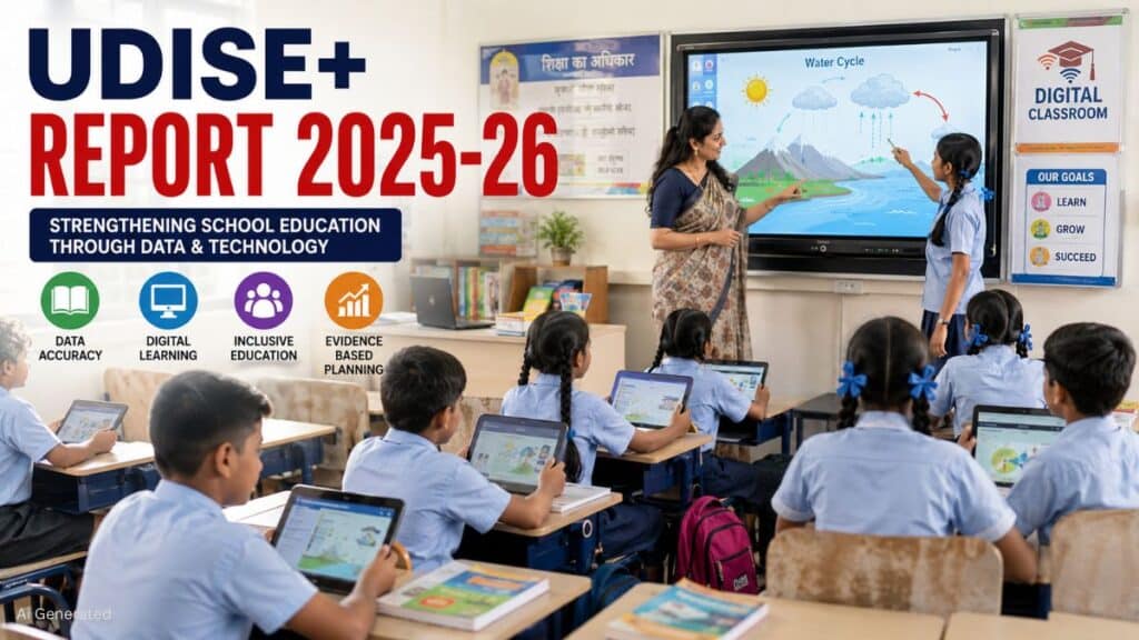 UDISE+ Report 2025-26 जारी: स्कूलों में बढ़े शिक्षक, घटी ड्रॉपआउट दर, डिजिटल सुविधाओं में बड़ा सुधार UDISE+ Report
