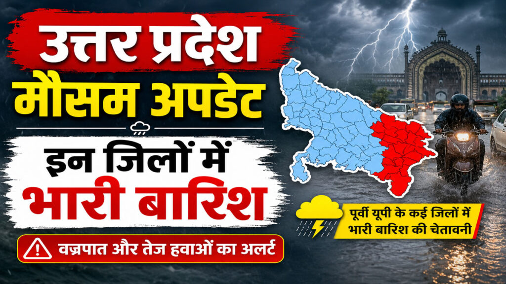 UP Weather Update: यूपी के कई जिलों में भारी बारिश और वज्रपात का खतरा, IMD ने जारी की नई चेतावनी UP Weather Update 18 July 2026