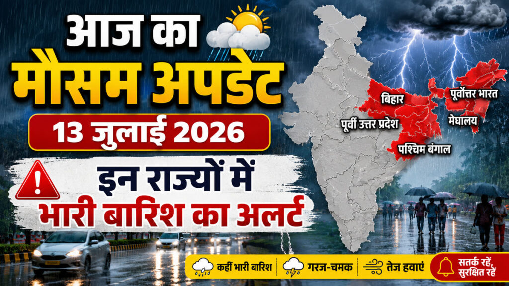 Weather Update: बिहार-UP समेत कई राज्यों में मूसलाधार बारिश, जानिए 13 जुलाई से कहां कैसा रहेगा मौसम Weather Update 13 July 2026