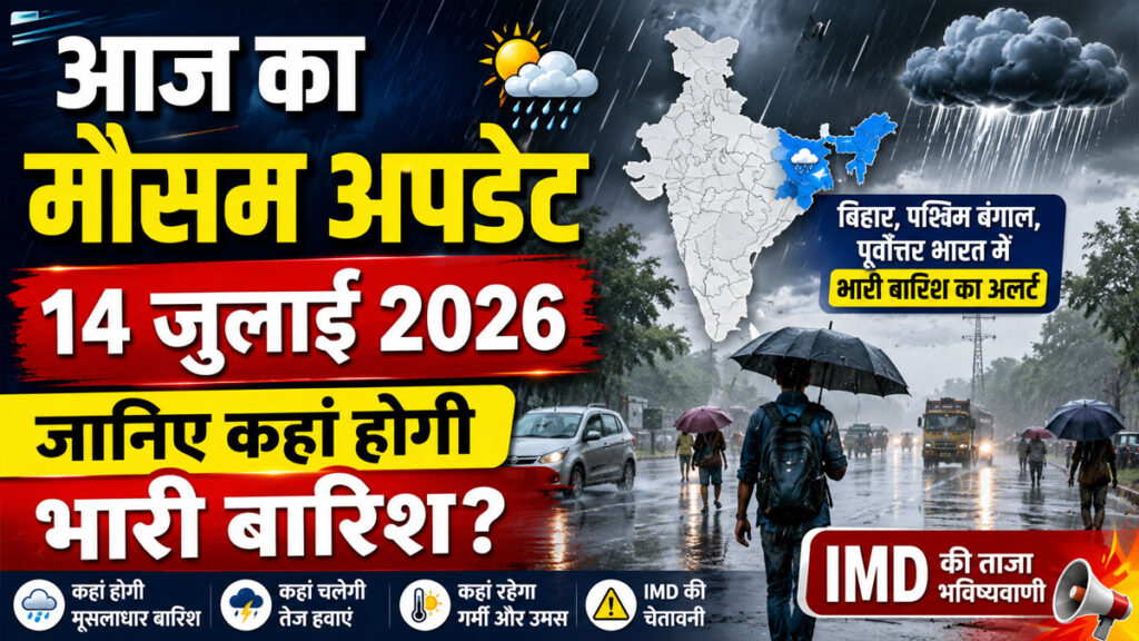Weather Update: 14 जुलाई से देशभर के मौसम में बड़ा बदलाव, IMD ने बताया कहां बरसेंगे बादल Weather Update 14 July 2026